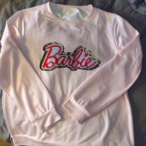New! Barbie pink sweatshirt L trailer trash barbie